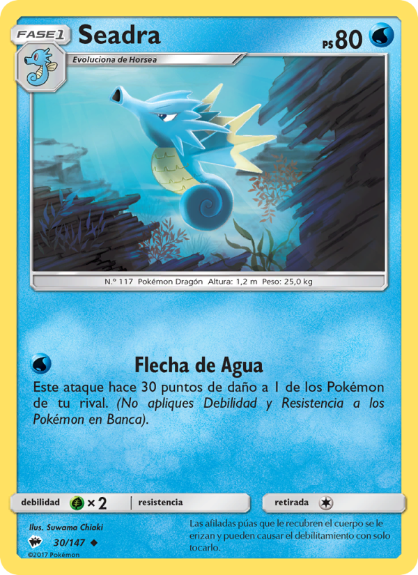 Seadra 30 — Sombras Ardientes (Spanish Pokémon TCG card)