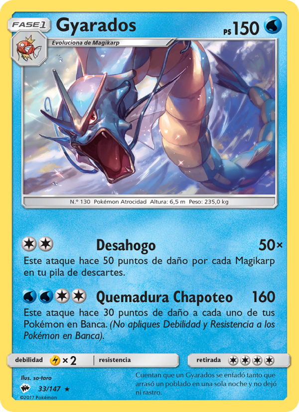Gyarados 33 — Sombras Ardientes (Spanish Pokémon TCG card)