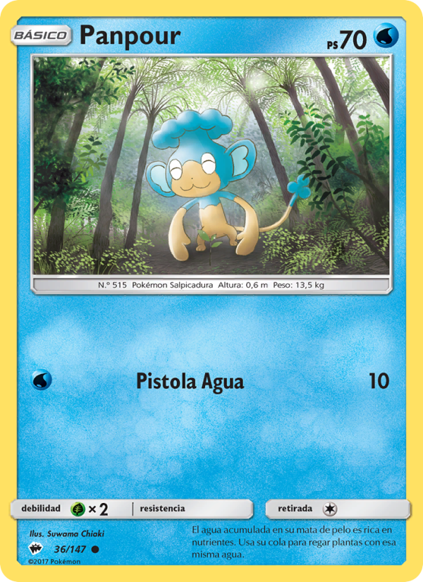 Panpour 36 — Sombras Ardientes (Spanish Pokémon TCG card)