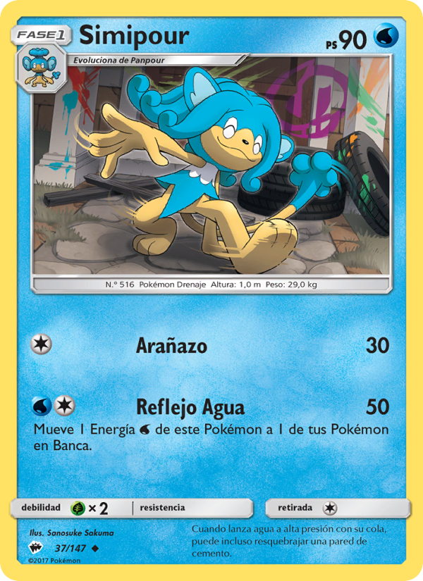 Simipour 37 — Sombras Ardientes (Spanish Pokémon TCG card)