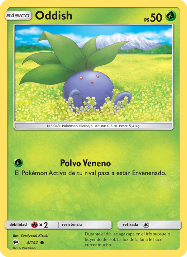 Oddish 4 — Sombras Ardientes (Spanish Pokémon TCG card)