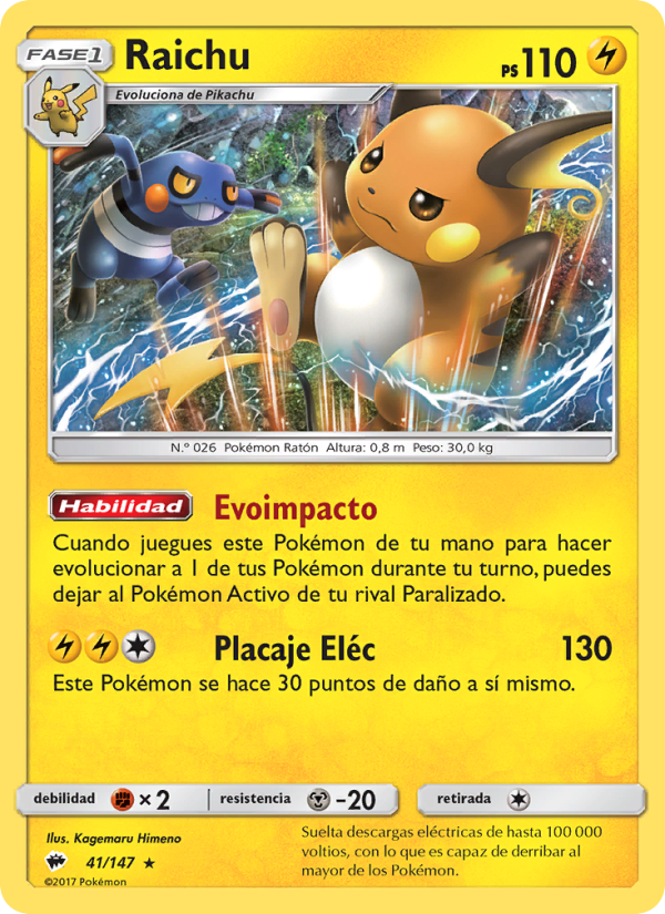 Raichu 41 — Sombras Ardientes (Spanish Pokémon TCG card)