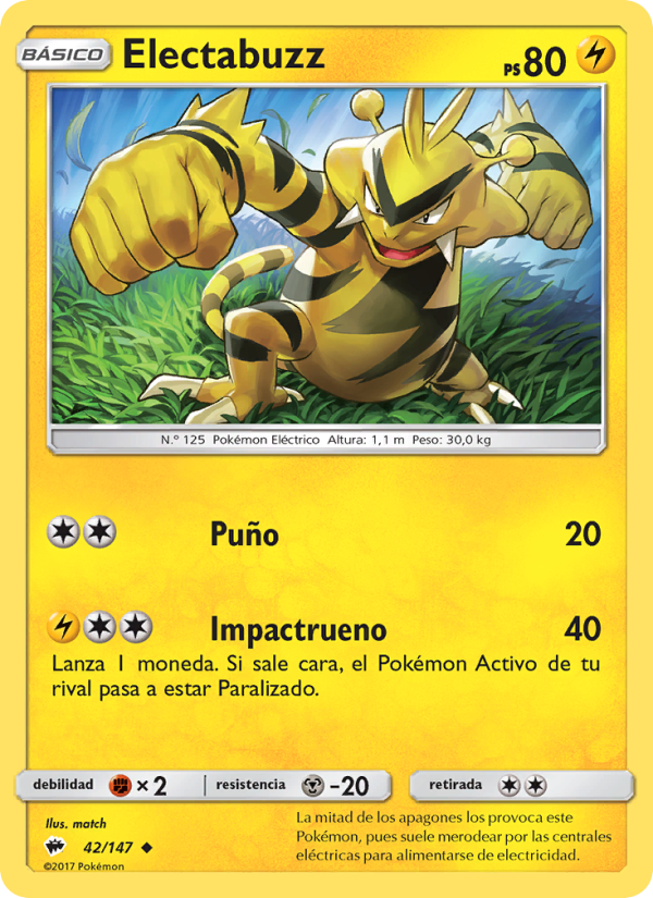Electabuzz 42 — Sombras Ardientes (Spanish Pokémon TCG card)