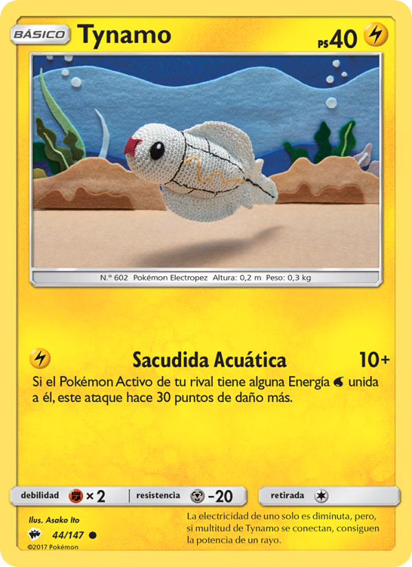 Tynamo 44 — Sombras Ardientes (Spanish Pokémon TCG card)