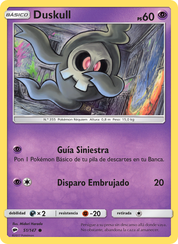 Duskull 51 — Sombras Ardientes (Spanish Pokémon TCG card)