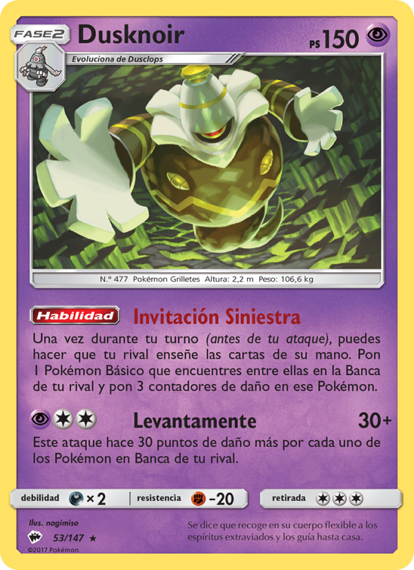 Dusknoir 53 — Sombras Ardientes (Spanish Pokémon TCG card)