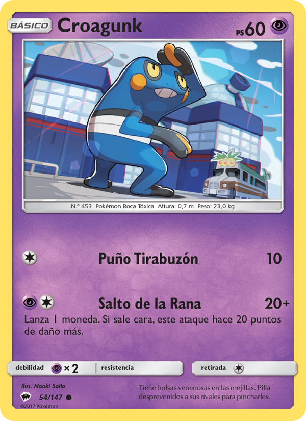 Croagunk 54 — Sombras Ardientes (Spanish Pokémon TCG card)