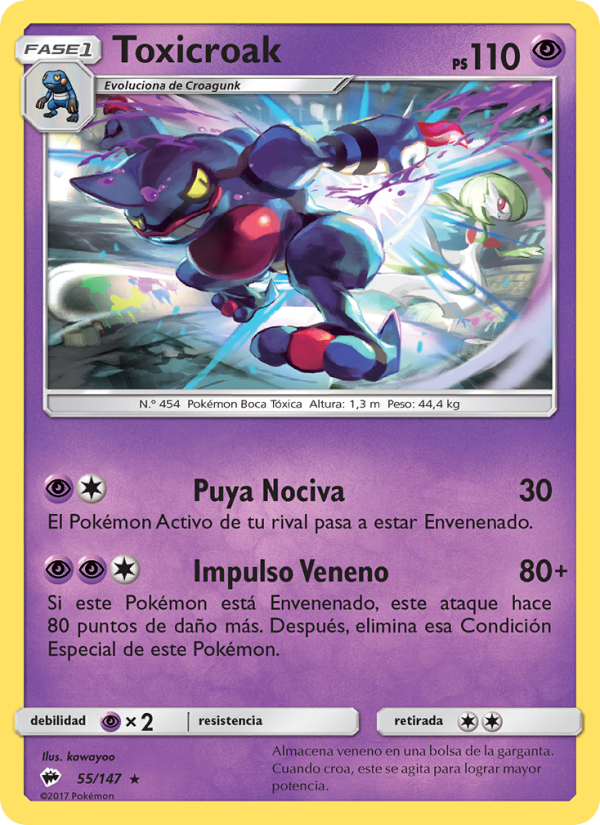 Toxicroak 55 — Sombras Ardientes (Spanish Pokémon TCG card)