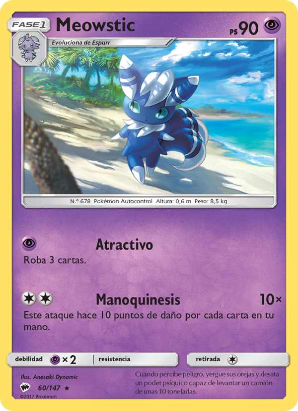 Meowstic 60 — Sombras Ardientes (Spanish Pokémon TCG card)