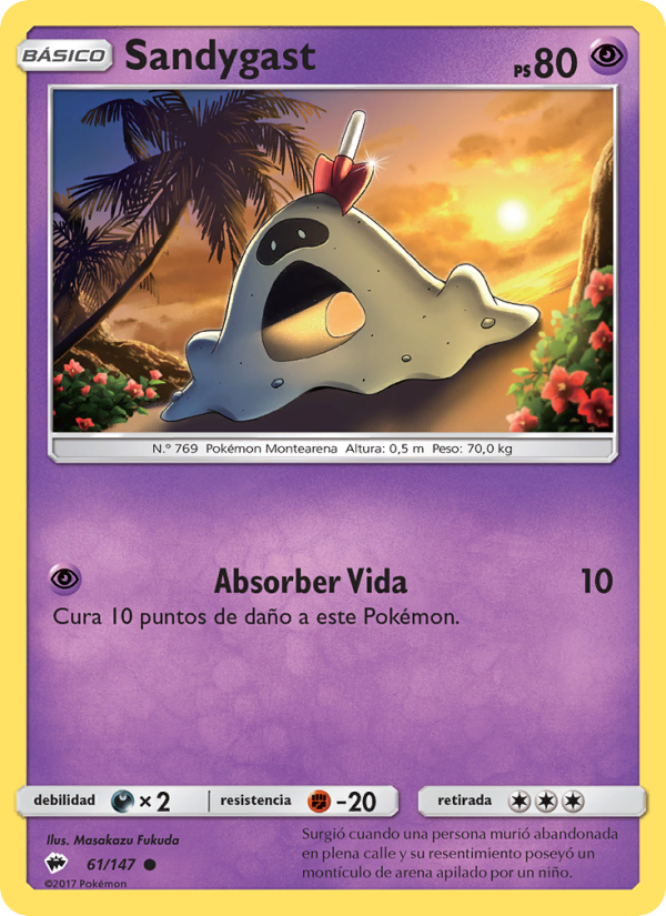 Sandygast 61 — Sombras Ardientes (Spanish Pokémon TCG card)