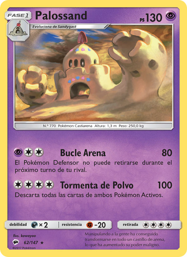 Palossand 62 — Sombras Ardientes (Spanish Pokémon TCG card)