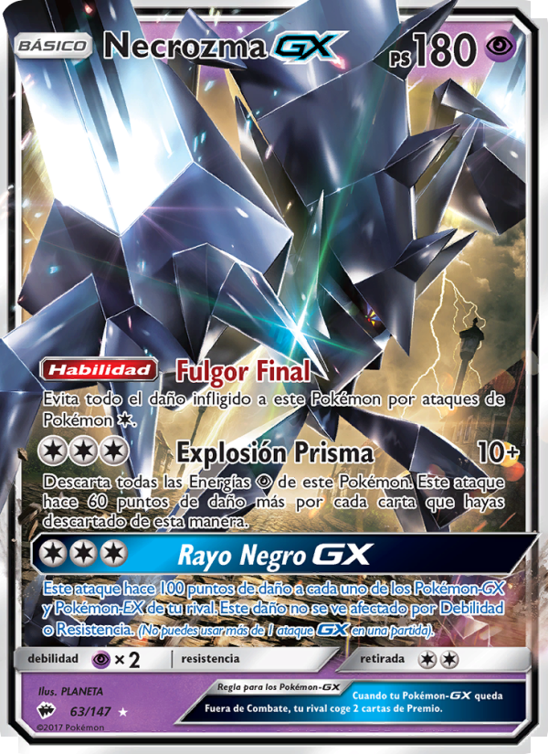Necrozma GX 63 — Sombras Ardientes (Spanish Pokémon TCG card)