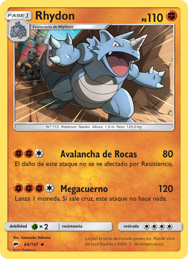 Rhydon 66 — Sombras Ardientes (Spanish Pokémon TCG card)