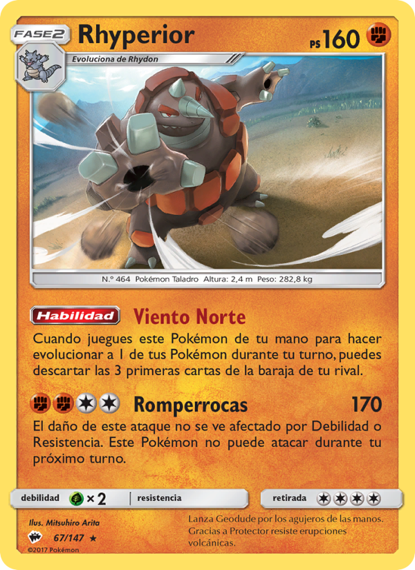 Rhyperior 67 — Sombras Ardientes (Spanish Pokémon TCG card)