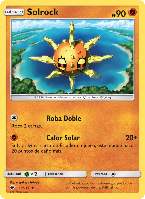 Solrock 69 — Sombras Ardientes (Spanish Pokémon TCG card)