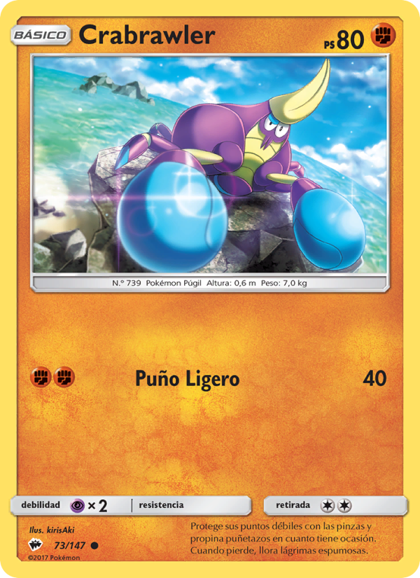 Crabrawler 73 — Sombras Ardientes (Spanish Pokémon TCG card)