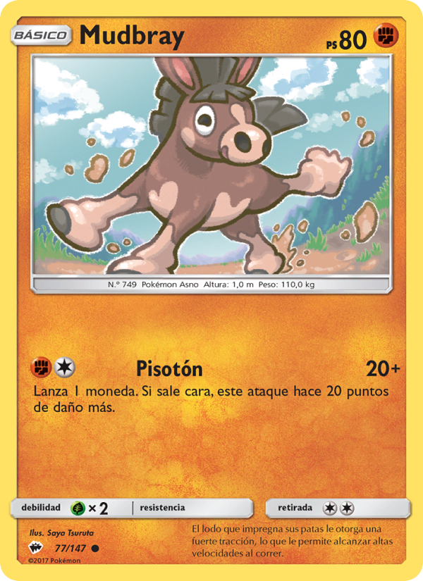 Mudbray 77 — Sombras Ardientes (Spanish Pokémon TCG card)