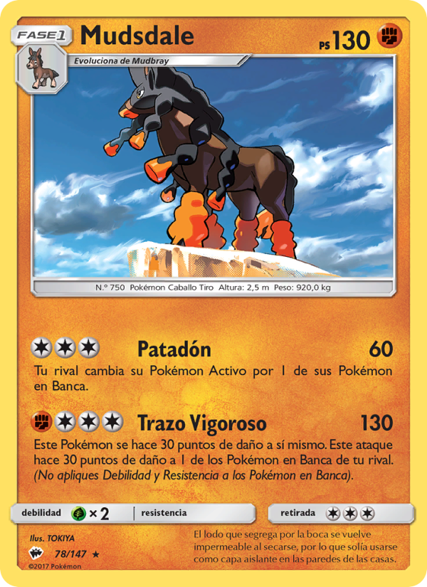 Mudsdale 78 — Sombras Ardientes (Spanish Pokémon TCG card)
