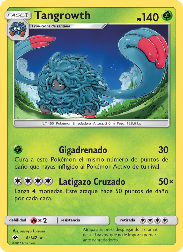 Tangrowth 8 — Sombras Ardientes (Spanish Pokémon TCG card)