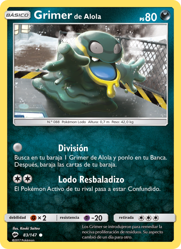 Grimer de Alola 83 — Sombras Ardientes (Spanish Pokémon TCG card)