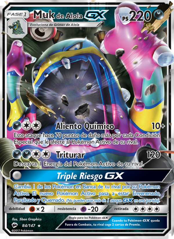 Muk de Alola GX 84 — Sombras Ardientes (Spanish Pokémon TCG card)