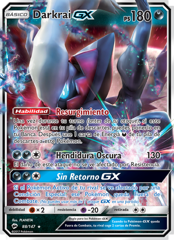 Darkrai GX 88 — Sombras Ardientes (Spanish Pokémon TCG card)