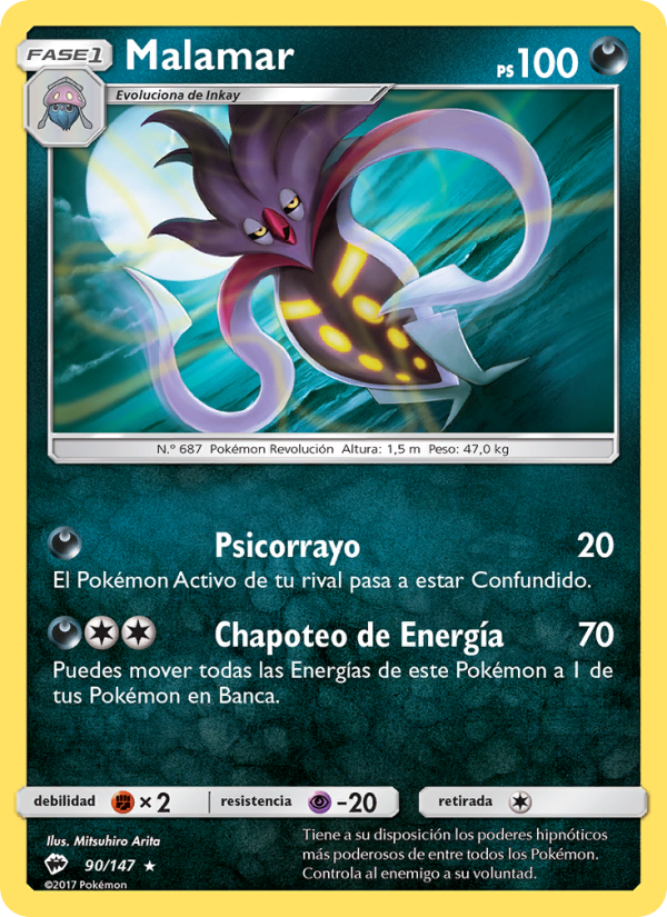 Malamar 90 — Sombras Ardientes (Spanish Pokémon TCG card)