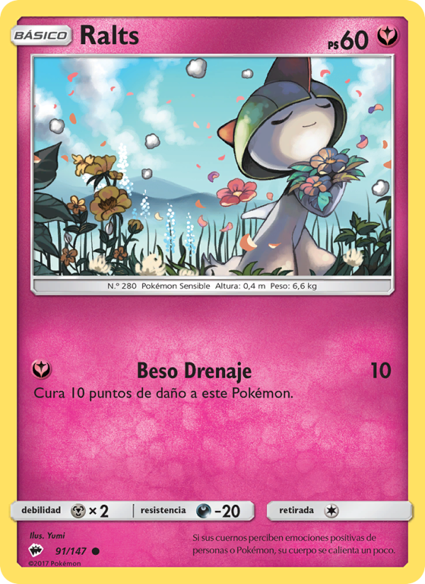 Ralts 91 — Sombras Ardientes (Spanish Pokémon TCG card)