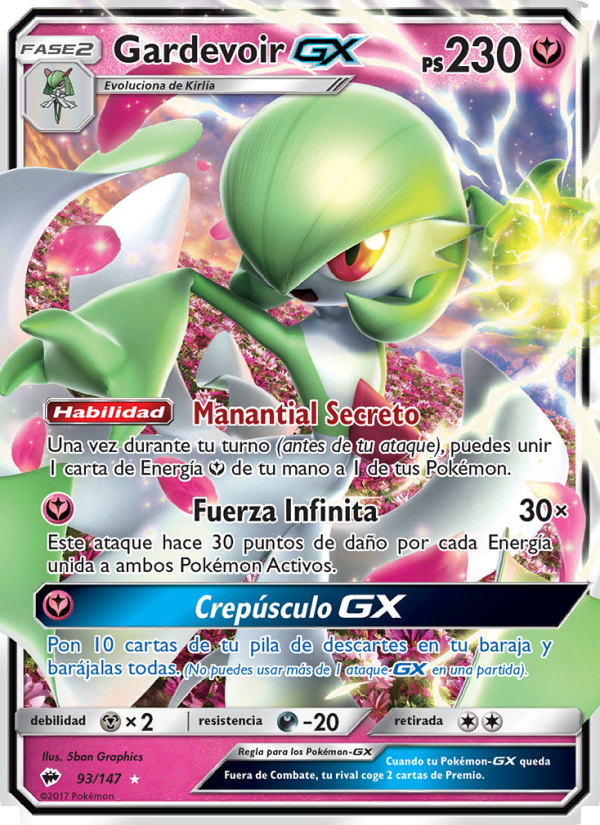 Gardevoir GX 93 — Sombras Ardientes (Spanish Pokémon TCG card)