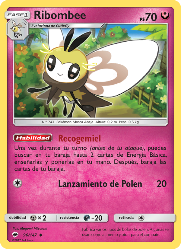 Ribombee 96 — Sombras Ardientes (Spanish Pokémon TCG card)