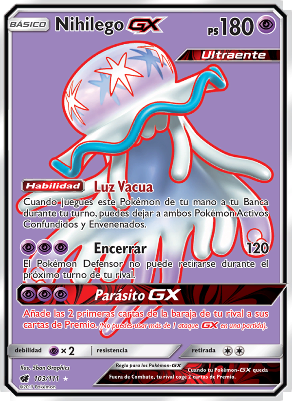Nihilego GX 103 — Invasión Carmesí (Spanish Pokémon TCG card)