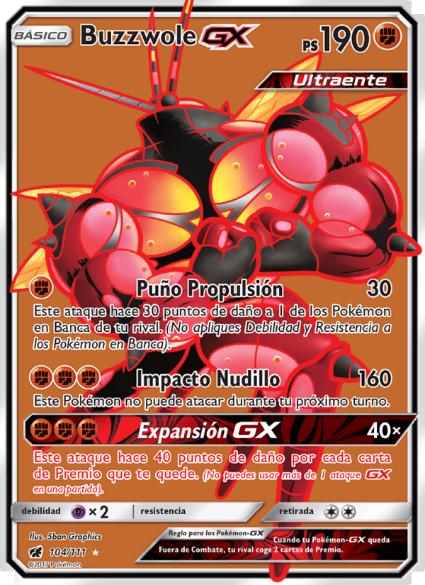 Buzzwole GX 104 — Invasión Carmesí (Spanish Pokémon TCG card)