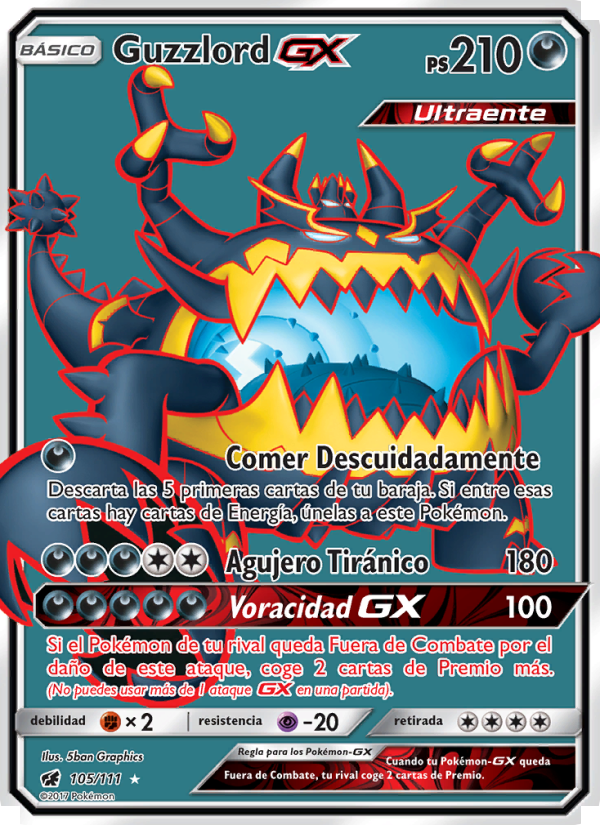 Guzzlord GX 105 — Invasión Carmesí (Spanish Pokémon TCG card)