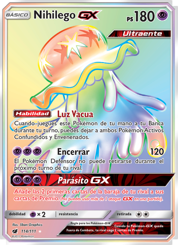 Nihilego GX 114 — Invasión Carmesí (Spanish Pokémon TCG card)