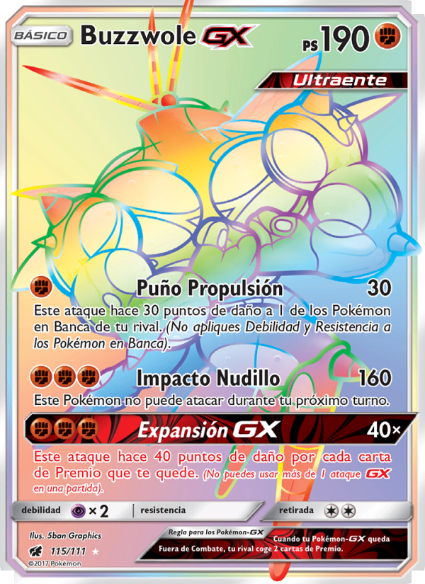 Buzzwole GX 115 — Invasión Carmesí (Spanish Pokémon TCG card)