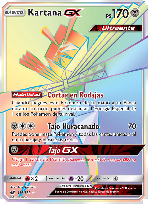 Kartana GX 117 — Invasión Carmesí (Spanish Pokémon TCG card)