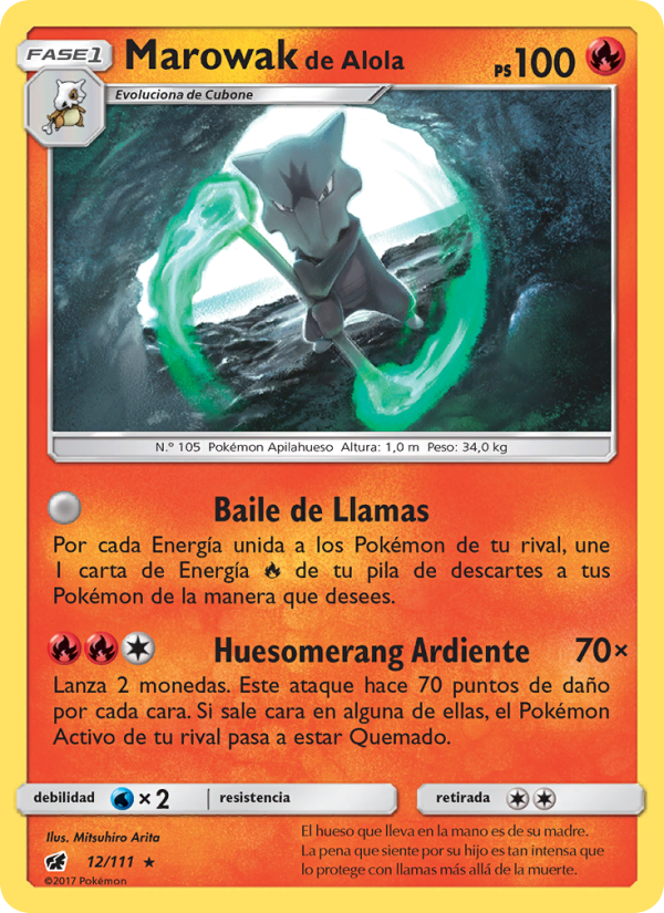 Marowak de Alola 12 — Invasión Carmesí (Spanish Pokémon TCG card)