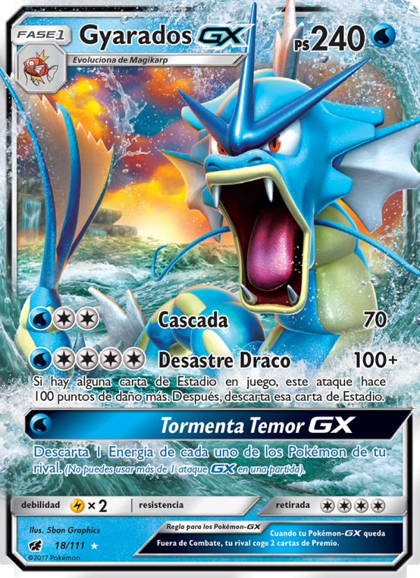 Gyarados GX 18 — Invasión Carmesí (Spanish Pokémon TCG card)