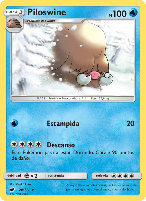 Piloswine 20 — Invasión Carmesí (Spanish Pokémon TCG card)