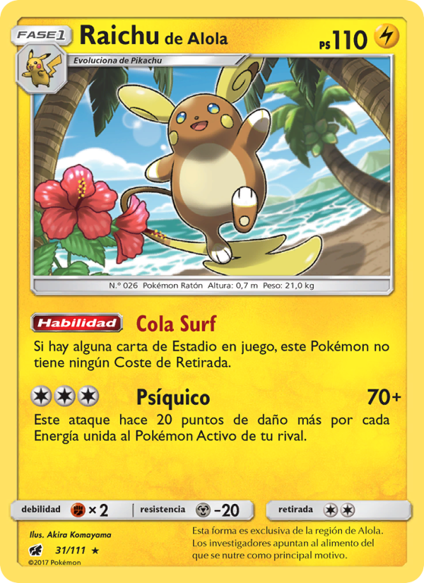 Raichu de Alola 31 — Invasión Carmesí (Spanish Pokémon TCG card)