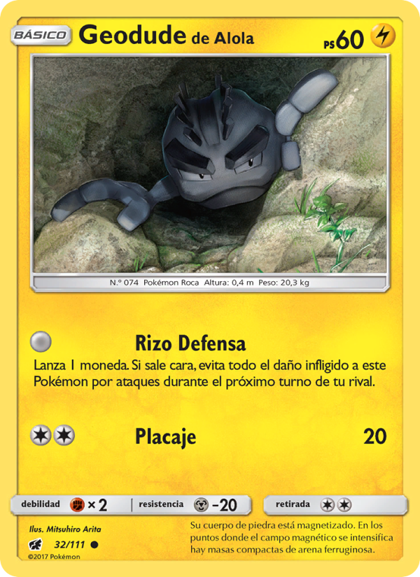 Geodude de Alola 32 — Invasión Carmesí (Spanish Pokémon TCG card)