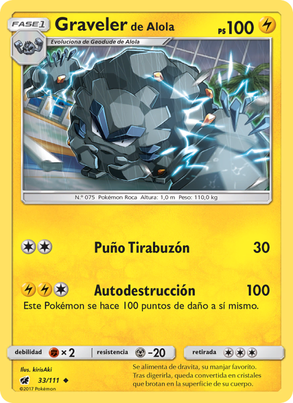 Graveler de Alola 33 — Invasión Carmesí (Spanish Pokémon TCG card)