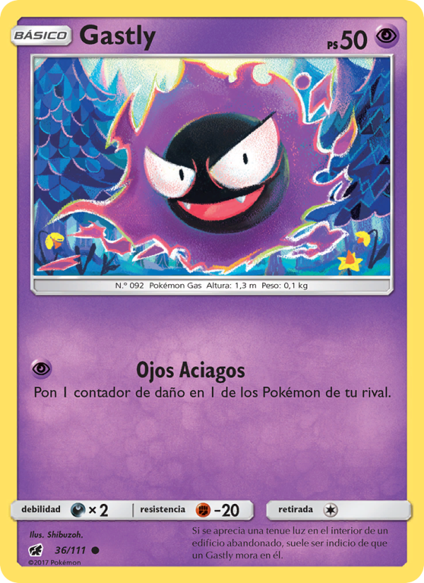 Gastly 36 — Invasión Carmesí (Spanish Pokémon TCG card)