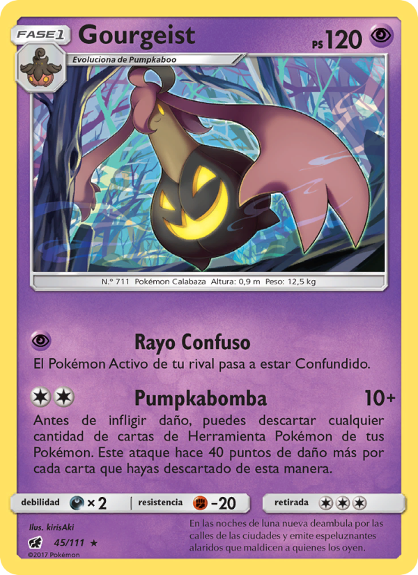 Gourgeist 45 — Invasión Carmesí (Spanish Pokémon TCG card)