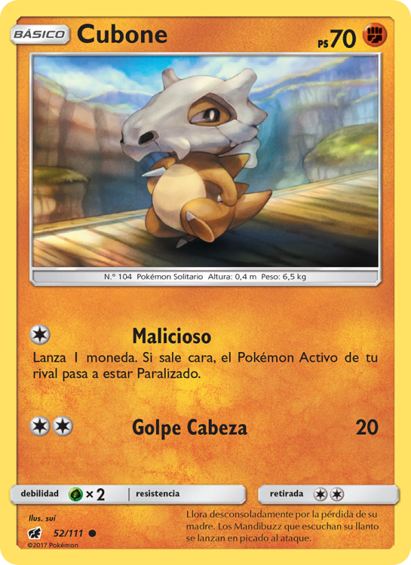 Cubone 52 — Invasión Carmesí (Spanish Pokémon TCG card)