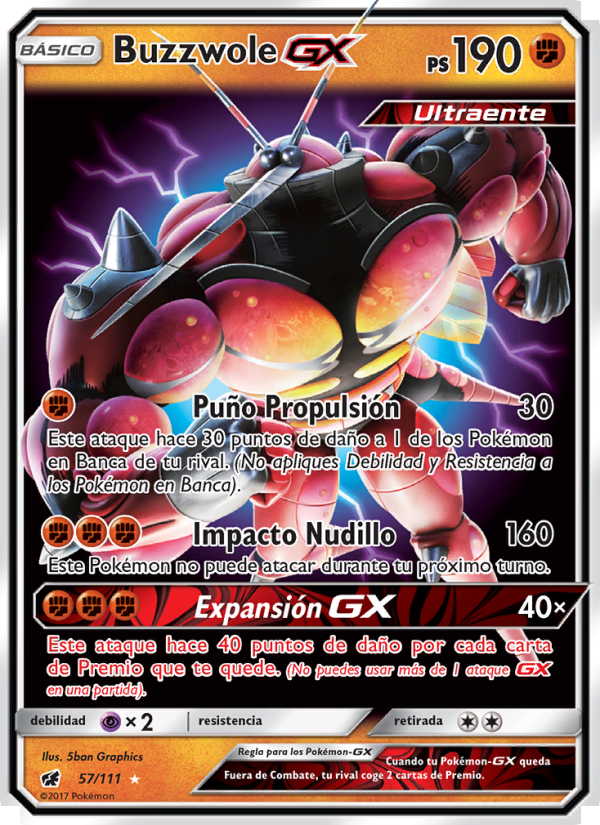 Buzzwole GX 57 — Invasión Carmesí (Spanish Pokémon TCG card)