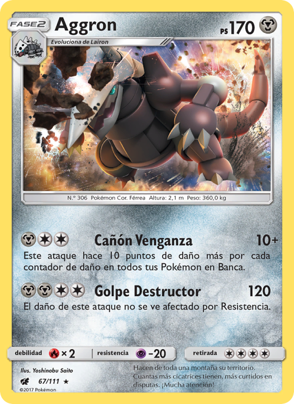 Aggron 67 — Invasión Carmesí (Spanish Pokémon TCG card)