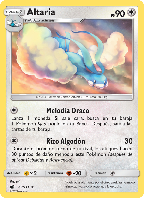 Altaria 80 — Invasión Carmesí (Spanish Pokémon TCG card)