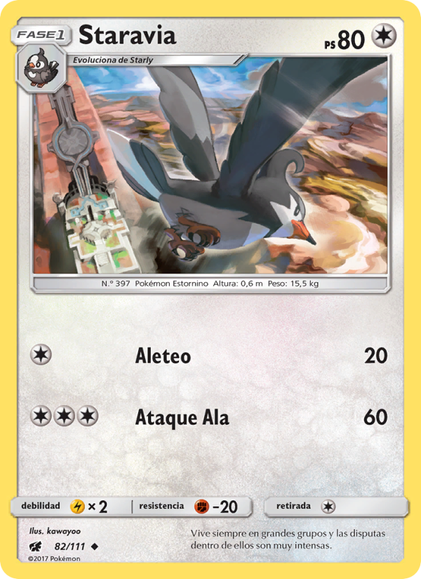 Staravia 82 — Invasión Carmesí (Spanish Pokémon TCG card)