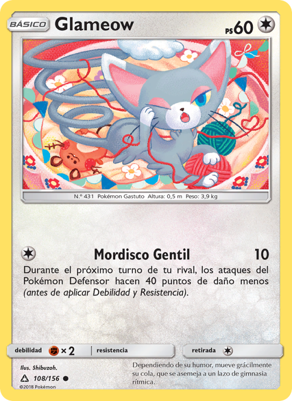 Glameow 108 — Ultraprisma (Spanish Pokémon TCG card)